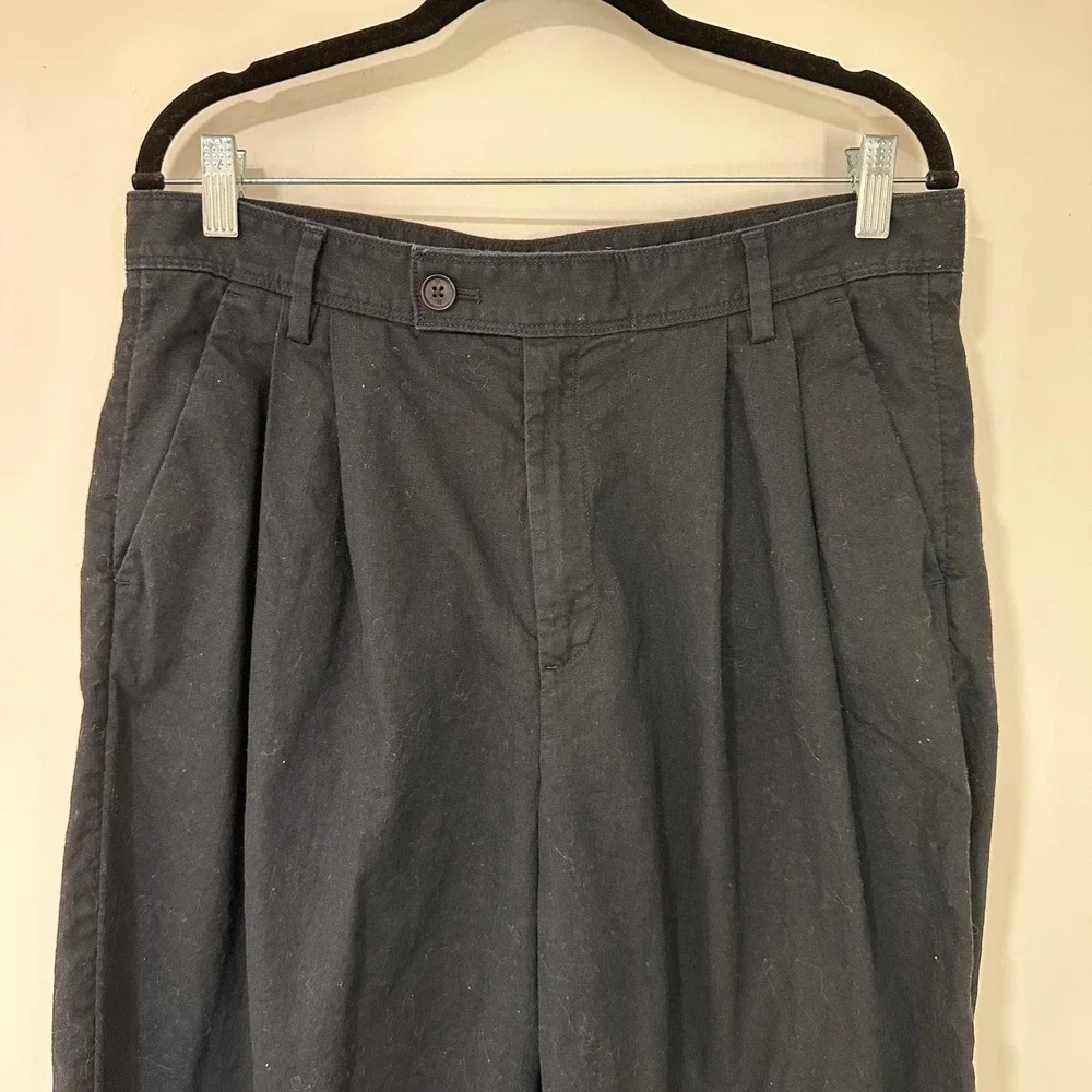 Banana Republic Linen Blend Pleated Pants Womens 14 Black Capsule‎ Minimalist